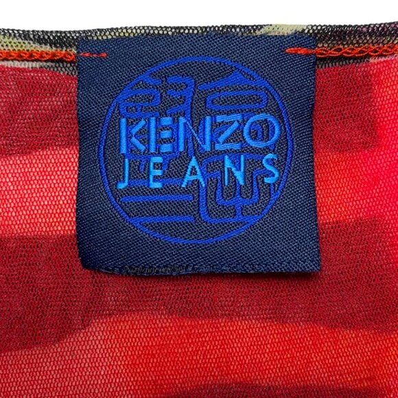 VINTAGE 90's Super Rare Kenzo Jeans Mesh Pop Art Dress - Picture 7 of 7